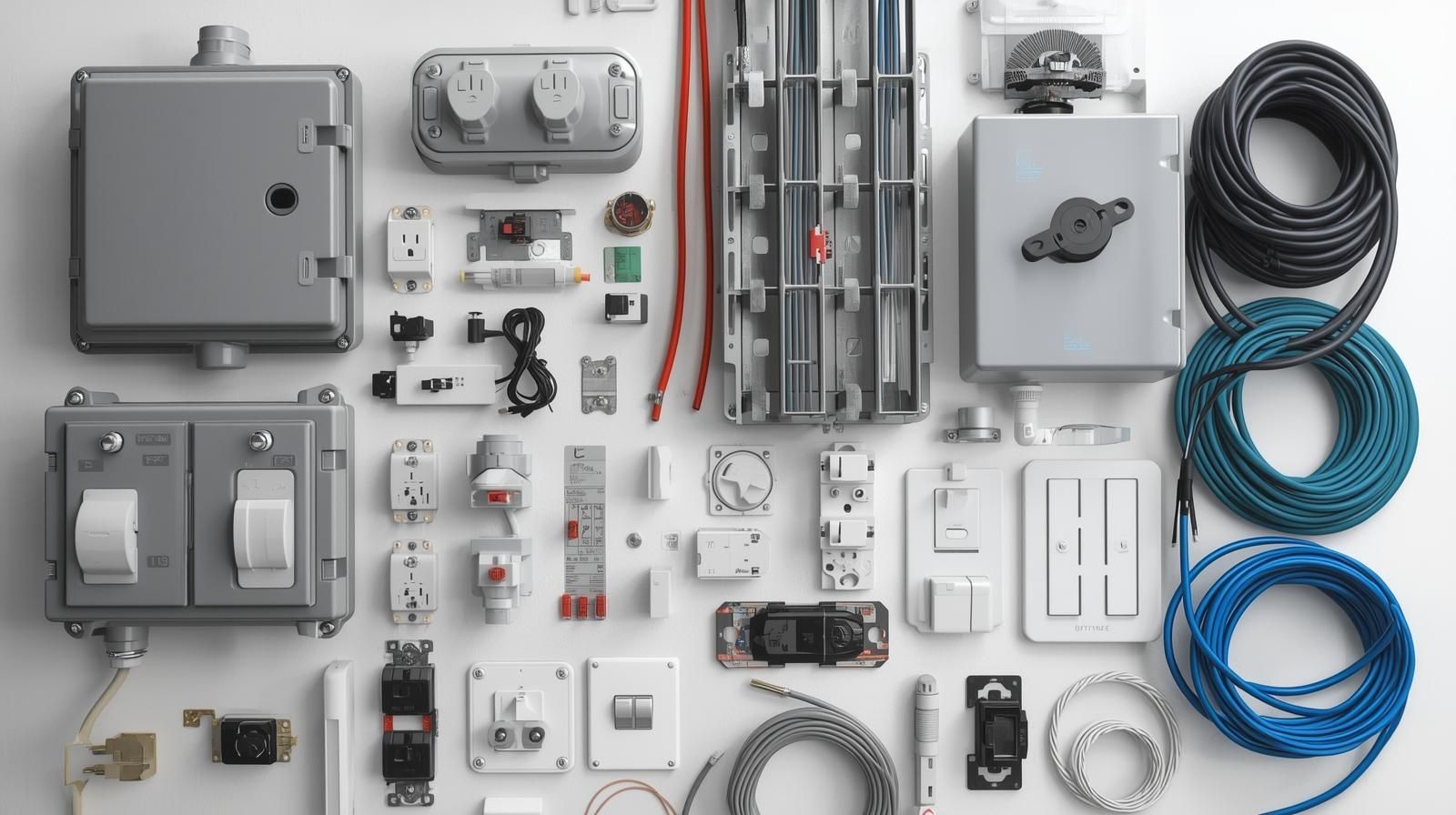 Elektrik tesisatı için kablo, sigorta, pano ve elektrik bağlantı ekipmanları