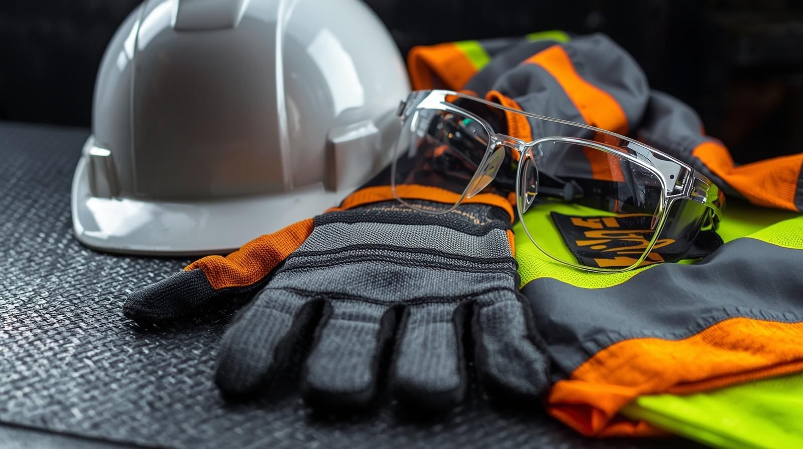 İş güvenliği için baret, eldiven, gözlük ve koruyucu ekipmanlar